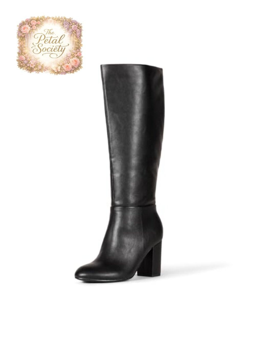 Tall Heel Boot Memory Foam Insole Faux Leather Knee-High